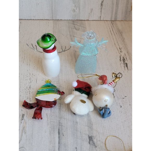 Snowmen variety lot glitter set snow ornament Xmas - Picture 9 of 12